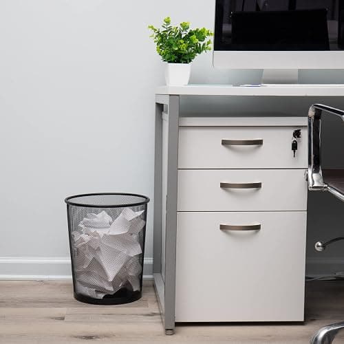 Mind Reader Mesh Trash Can, 16.65L (4.4 gal), Waste Paper Basket, Round, Office, Metal Mesh, 11.5"L x 11.5"W x 13.75"H, Black thumbnail 2