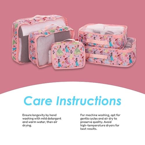 Disney Minnie Mickey Stitch Packing Cubes - Winnie the Pooh, Princess Cinderella, Cars, Toy Story 5 Piece Packing Cubes Compression - Travel Essential - Luggage Suitcase Organizer Set thumbnail 7