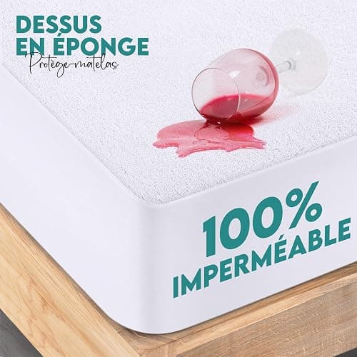 Utopia Bedding Protège Matelas 135 x 200 x 30 cm Imperméable, Certifié Oeko TEX, Alèse Drap Housse, Matelas Couvre, Respirant, Élastique Tout Autour Blanc thumbnail 3