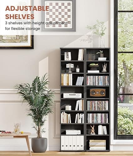 VPSMAT DVD Rack Tower, 8-Tier CD Cabinet with Adjustable Shelves DVD Storage Shelf for Living Room Bedroom Office thumbnail 5