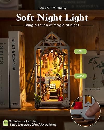 Rolife DIY Book Nook Kits for Adults-Garden House Bookshelf Insert Booknook-3d Puzzle Dollhouse Room Decor for Teen Girls Boys Women Men thumbnail 5