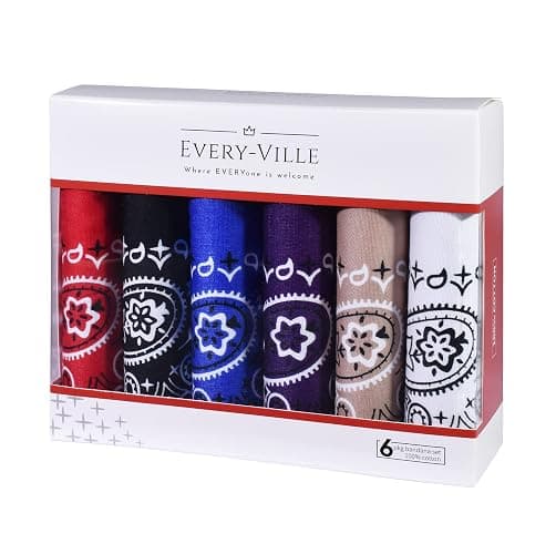 6-Pack 100% Cotton Bandanas Gift Set – 22x22 Inch Paisley Head Wraps form Men & Women, Neck & Face Scarves thumbnail 7
