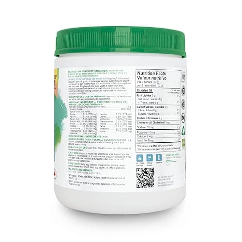 Organika Canadian-Made Enhanced Collagen Powder - for Healthy Hair, Skin, Nails, and Joints. Hydrolyzed Protein Peptides for Better Absorption- Grass-Fed, Non-GMO- Unflavoured- 500g - Unflavoured - 500 g (Pack of 1) thumbnail 8