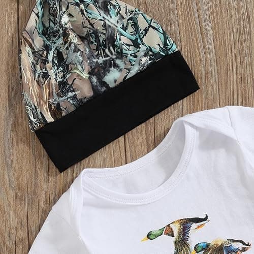 Hunting Baby Clothes Newborn Infant Boys Duck Deer Hunting Bodysuit and Jungle Camo Pants Outfit Set thumbnail 2