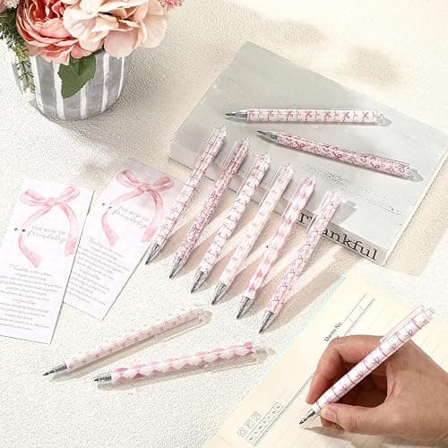 Sayglossy 30 Set Preppy Pink Coquette Bow Mechanical Pencil Bow of Friendship Bookmark Card 6 Styles Eternal Pencil Kawaii School Supplies Galentines Gift for BFF Daughter Student Classmate Friend thumbnail 2