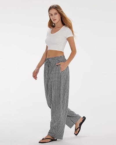 MOOSLOVER Women Linen Lightweight Barrel Pants Drawstring Comfort Casual Lounge Pants Baggy Loose Ankle Pants with Pocket thumbnail 8