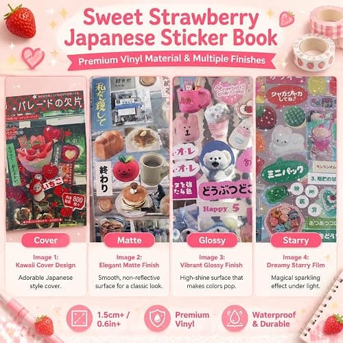Tmtains 800+Pcs Japanese Sticker Book for Scrapbook Junk Journal (Memory) | 45 Sheets, Heisei Retro Aesthetic Korean Style, Daily Food Stickers, Stationery Supplies, DIY Journaling Planners for Adults thumbnail 4