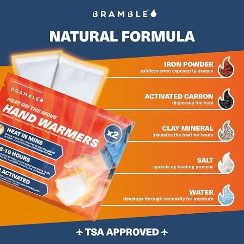 Bramble - Hand Warmers Disposable – Air-Activated Pocket Warmers for Hiking, Skiing, Camping, and Outdoor Activities – Provides Up to 10 Hours of Heat thumbnail 7
