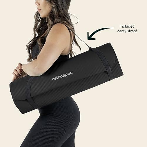 Retrospec Solana Yoga Mat 1" Thick w/Nylon Strap for Men & Women - Non Slip Exercise Mat for Home Yoga, Pilates, Stretching, Floor & Fitness Workouts thumbnail 7