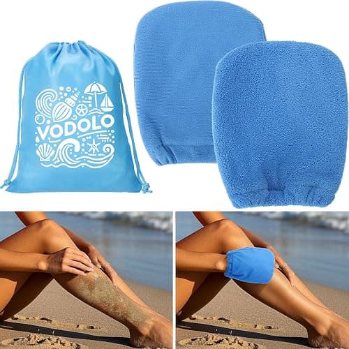 Vodolo 2 in 1 Sand Remover for Beach,2Pcs Sand Wipe Off Mitts for Beach,Beach Vacation Essentials for Kids Adults,Beach Day Accessories Must Haves for Women,Summer Family Beach Needs Items Necessities - Image 1