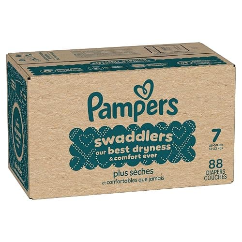 Pampers Swaddlers Diapers, Size 7 (26-50 lbs), 88 Count, Absorbent, Keeps Baby Dry and Comfortable, Skin Safe Disposable Baby Diaper (Packaging May Vary) thumbnail 17