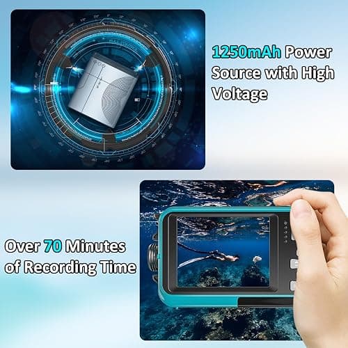 4K Underwater Camera 16FT Waterproof Camera with 32GB Card 64MP Autofocus Dual-Screen Selfie Underwater Camera for Snorkeling Waterproof Compact Floatable Digital Camera 1250mAh Battery Type-C thumbnail 6