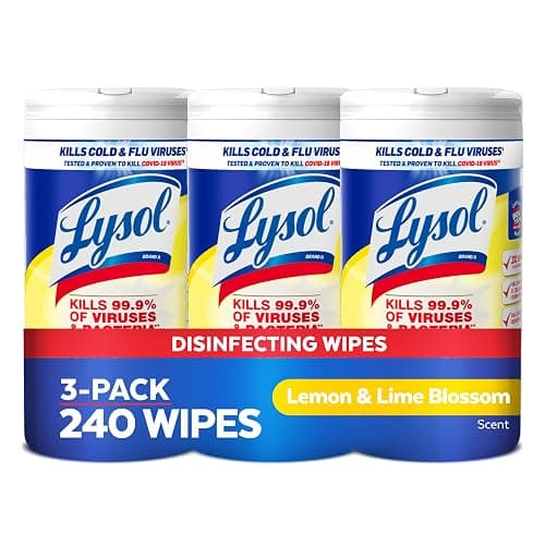 Lysol Disinfectant Wipes, Multi-Surface Antibacterial Cleaning Wipes, For Disinfecting and Cleaning, Lemon and Lime Blossom, 80 Count (Pack of 3) - Image 1