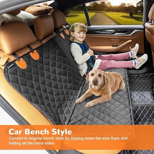 URPOWER Dog Car Seat Cover for Pets 100% Waterproof Seat Cover Hammock 600D Heavy Duty Scratch Proof Nonslip Durable Soft Back Seat Covers for Cars Trucks and SUVs thumbnail 4