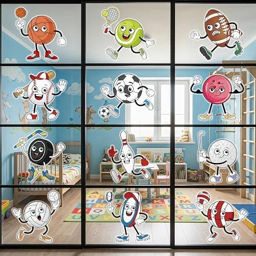 12 Pcs Sports Cutouts for Bulletin Board Decorations with Glue Points | 11 Inches Balls Cutout, Sport Theme Classroom Decor for Teachers School Playroom Gym Party Supplies thumbnail 7