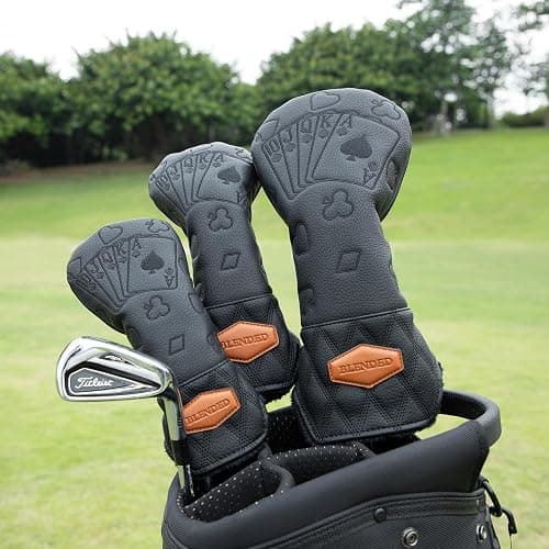 BAIRBRE Golf Club Covers Poker Golf Head Covers Driver Covers Fariway Wood Headcover Hybrid Covers Leather Golf Headcover with Number Tag for All Brand thumbnail 5