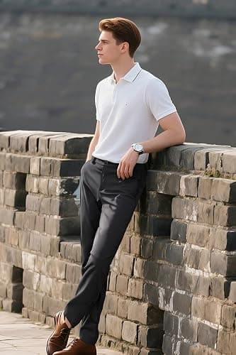Plaid&Plain Men's 4-Way Flex Stretch Slim Fit Dress Pants thumbnail 7