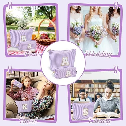 YOOLIFE Bridesmaid Gifts for Wedding Day | Preppy Makeup Bag & Organizer | 30th Birthday Gift | Purple thumbnail 6