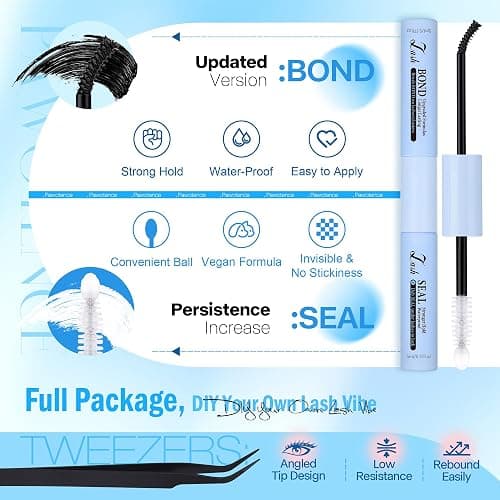 Pawotence Lash Clusters Kit 40D 60D Lash Extension Kit 10-18mm Cluster Eyelash Extension Kit Individual Lashes 280pcs Eyelash Clusters with Lash Bond and Seal, Lash Tweezers for Self Use thumbnail 7