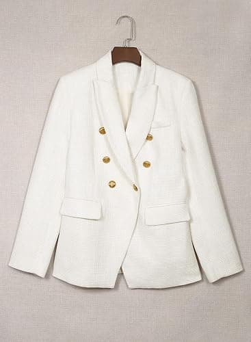 Happy Sailed Womens Tweed Blazers Casual Long Sleeve Double Breasted Open Front Blazer Jackets Work Suits thumbnail 8