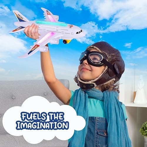 ArtCreativity Light-Up Airplane Toy with Bump & Go Action, Flashing LED Lights & Takeoff Sounds – Kids Airplane Toy with Moving Wheels – Fun Birthday Gift for Boys & Girls Ages 3-8 thumbnail 8