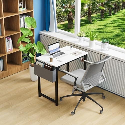 DUMOS 32 Inch Office Small Computer Desk Modern Simple Style Writing Study Work Table for Home Bedroom - Wood White - 32 Inch - Wood White thumbnail 5