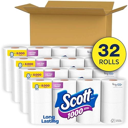 Scott 1000 Toilet Paper, 32 Rolls, Septic-Safe, 1-Ply Toilet Tissue thumbnail 2