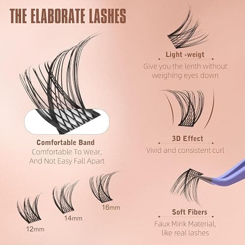 Medium Lash Clusters Short Wispy C Curl Eyelash Clusters 12-16MM Individual Eyelashes Natural Cluster Eyelash Extensions Natural Looking Cluster Lashes by Geeneiya (C Curl,12-14-16) thumbnail 3