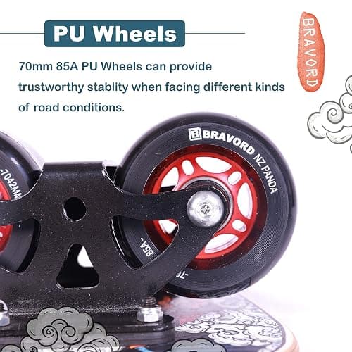 BRAVORD NZ Panda Roller Road Drift Skate with Cool Maple Deck Anti-Slip, Freeline Skate with PU Wheels and High Speed Bearings thumbnail 5