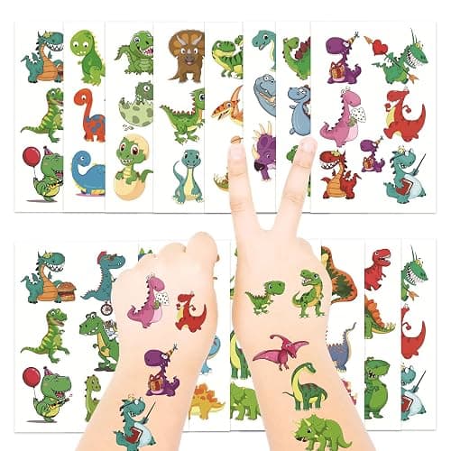 Temporary Tattoo Kids for Birthday, 104pcs Dinosaur Tattoos Stickers for Boys Girls Individually Wrapped, Realistic Temporary Tattoos Paper Adult Women for Party Favors - Image 1