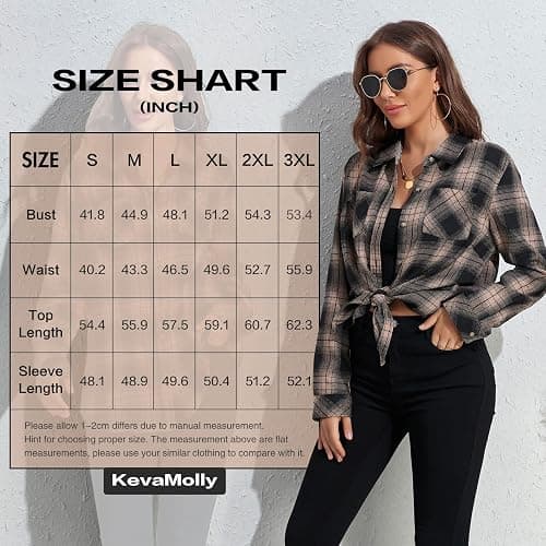 KevaMolly Plaid Flannel Shirts for Women Loose Fit Boyfriend Button Down Shirt Long Sleeve Casual Flannel Blouse Tops thumbnail 6