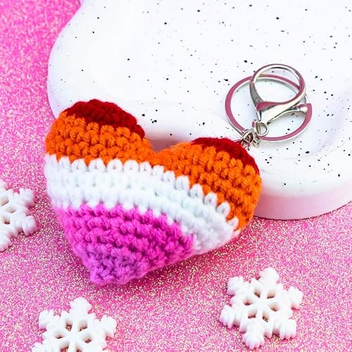 Lesbian Stuff LGBTQ Gifts for Girlfriend Boyfriend Crochet Rainbow Keychain | Lesbian Gifts Gay Pride Accessories thumbnail 5