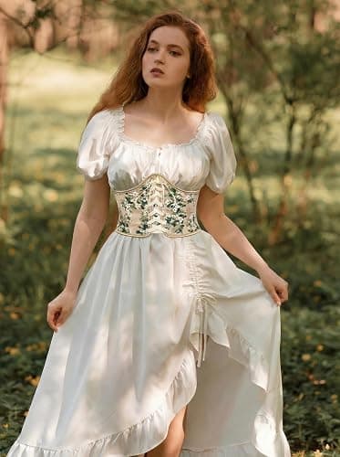 Scarlet Darkness Corset Belt for Women Renaissance Lace up Floral Corsets | Fishbone Support, Underbust Wide Waist Belt, Ren Faire Accessories thumbnail 2