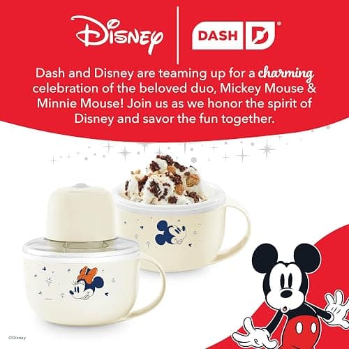 Disney Dash My Mug Ice Cream Maker Bundle - Mini Electric Ice Cream Maker - Creates Gelato, Sorbet & Frozen Yogurt - Easy to Clean & Use - 2 Mugs, Mickey & Minnie Design thumbnail 7