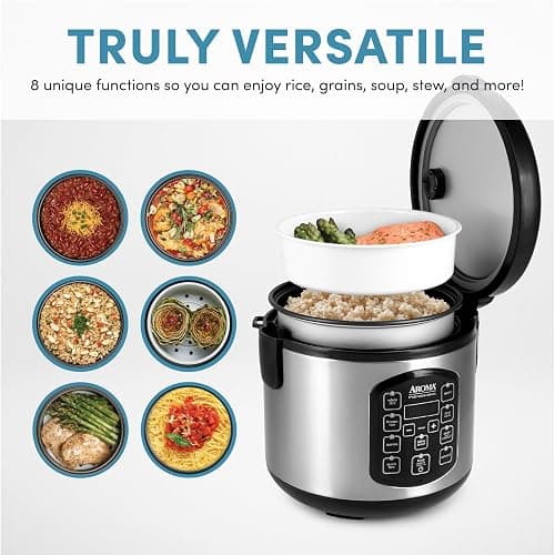 AROMA Professional Digital Rice Cooker, Multicooker, 4-Cup (Uncooked) / 8-Cup (Cooked), Steamer, Slow Cooker, Oatmeal Cooker, STS, Auto Keep Warm, 2 Qt, Stainless Steel Exterior, ARC-954SBD thumbnail 4