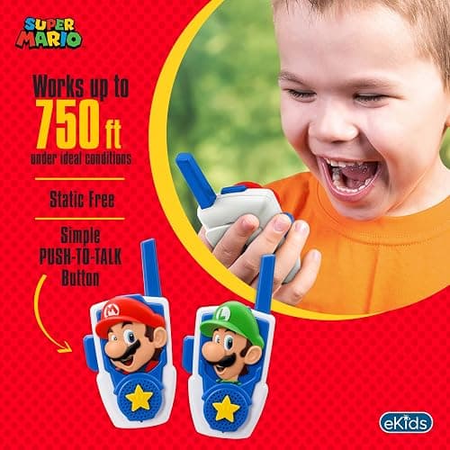 Super Mario Bros Walkie Talkies Kids Toys, Long Range, Two Way Static Free Handheld Radios, Designed for Indoor or Outdoor Games for Kids Aged 3 and Up thumbnail 2