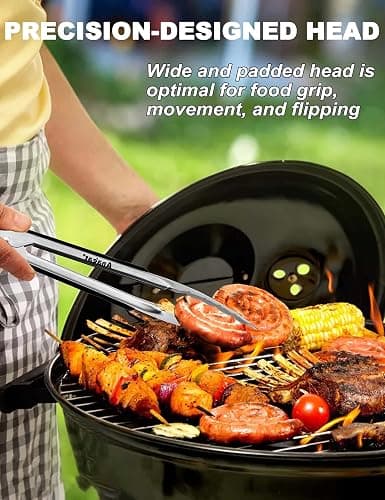 Anaeat Premium Kitchen Locking Tong Set of 3 - Heavy Duty Stainless Steel Food Tongs with Long Handle & Non-Slip Silicone Grip for Cooking, Baking, Grilling - Heat Resistant up to 460°F thumbnail 7