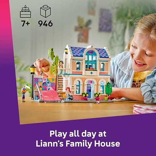 LEGO Friends Liann's Family House Toy - Miniature Set incl. a Garden, 4 Mini Dolls, Pet Axolotl & Gecko Animal Figures and Accessories - Birthday Gift for 7+ Year Old Girls - 42687 thumbnail 3