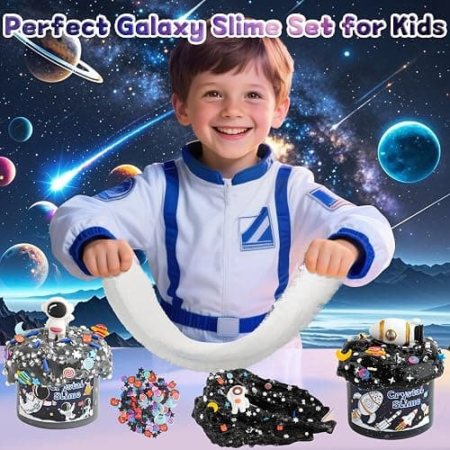 6 Pack Galaxy Slime Kit - Cloud Slime, Butter Slime & Clear Slime, Black Slime for Kids with Slime Add-ins, 360ml Slime Kit for Boys & Girls Birthday, Halloween, Christmas, Easter Party Favors thumbnail 8