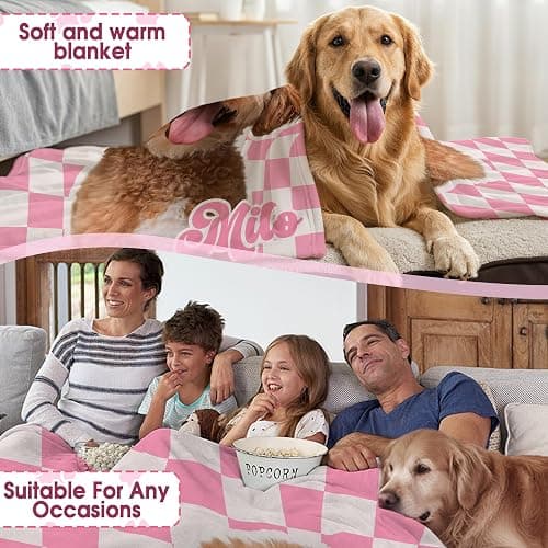 VulcanAce Personalized Dog Blanket with Picture and Name, Custom Fleece Pet Blanket with Photos, Personalized Dog Cat Gifts for Owners Pet Lovers Dad Mom on Birthday Valentine Christmas thumbnail 5