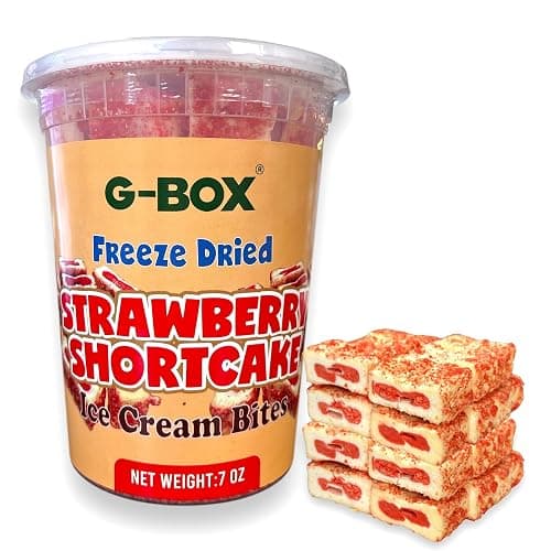 G-BOX Freeze Dried Ice Cream| Crunch Strawberry Shortcake Ice Cream Bites - Perfect for Camping, Outdoor, and Party - Air-tight Sealed in a Deli Container (7 OZ Strawberry Shortcake) - Image 1
