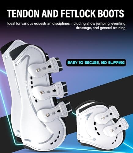 HackFond Horse Tendon Boots, Fetlock Boots & Open Front Boots for Jumping, Set of 4, Horse Protection Leg Guard thumbnail 2
