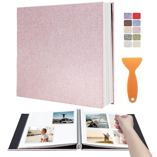 Large Photo Album Self Adhesive Scrapbook Album for 4×6 5×7 8×10 Pictures DIY Magnetic Linen Cover Album 40 Pages for Family Wedding Gifts with Metal Pen and Plastic Board - Image 1