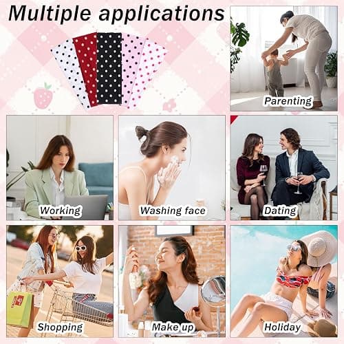 Josojoou 5Pcs Polka Dot Headband Soft Non Slip Headbands Fashion Elastic Wide Headband Yoga Workout Hair Accessories for Women Girls Cosplay Party Hair Styling Decor thumbnail 8