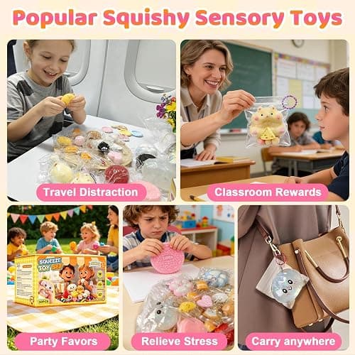 AZBFAN 22PCS Squishy Toys,Dumpling Squishy,Cat Paws, Ultra-Soft TPR Material, Squeeze Toys Set are Perfect for Stress Relief for Both Children & Adults, Classroom Birthday Gifts thumbnail 6