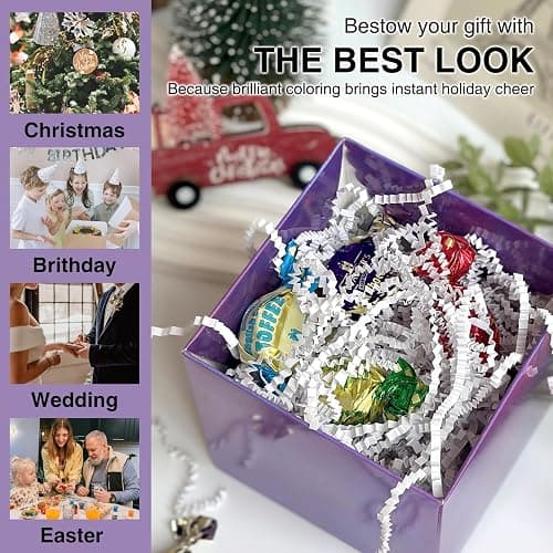Corlcol 2LB Crinkle Cut Paper Shred Filler for Bag Gift Box Basket Confetti Paper Shreded Stuffing Decoration for Valentine's Day Holiday Party(White) thumbnail 5