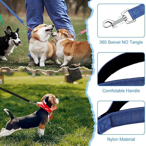12 Pieces Long Training Leash for Dogs Bulk Nylon Puppy Chain Leash for Small Medium Large Dogs 3/4 Inch Puppy Traction Rope for Training Playing Camping Backyard (5 Feet) thumbnail 4