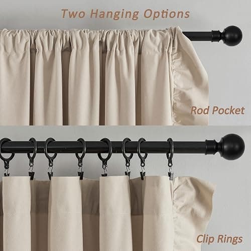 Beige Ruffle Curtains 84 Inches Long 2 Panels Suede Fabric Light Tan Farmhouse Curtains for Living Room Bedroom Rod Pocket Light Filtering Shabby Chic Window Curtains for Girls Nursery Room, 52x84 thumbnail 8