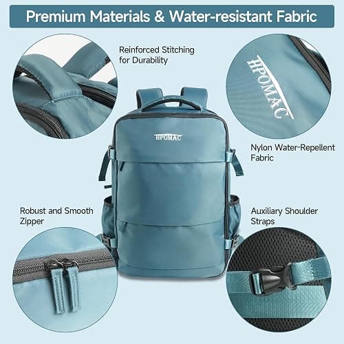 Vacuum Backpack Travel 55L, Carry On Compliant Backpack Water-Resistant, Fits 17-Inch Laptop & 6-8 Days Travel Gear, Expandable Compression System, Vacuum Pump Included, Birthday Christmas Gifts Teal thumbnail 7