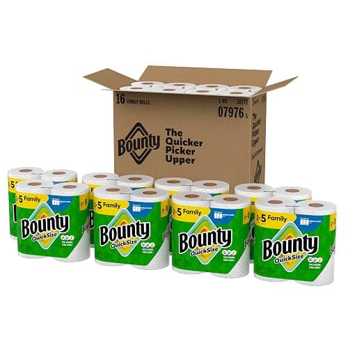 Bounty Paper Towels Quick Size, White, 16 Family Rolls = 40 Regular Rolls thumbnail 10